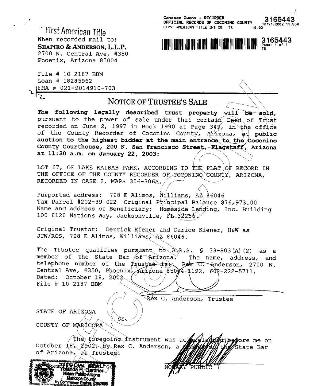 Notice of Trustee's Sale